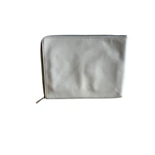 Mark & Graham Zip Around Pouch Cream Leather Clutch Bag Card Organizer Travel