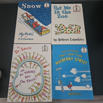 Dr Seuss 4 Book Lot Snow, Put Me in the Zoo,Foot Book, Mulberry Street, Oh the t