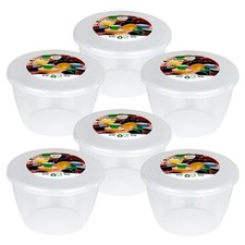 6x Just Pudding Basins Plastic Basin Bowl & Lid Half Pint 280ml Steaming Xmas
