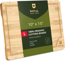 ROYAL CRAFT WOOD Bamboo Cutting Board with Juice Groove - 15L x 10W, Natural 