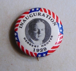 Herbert Hoover 1929 Inaugural campaign pin button political