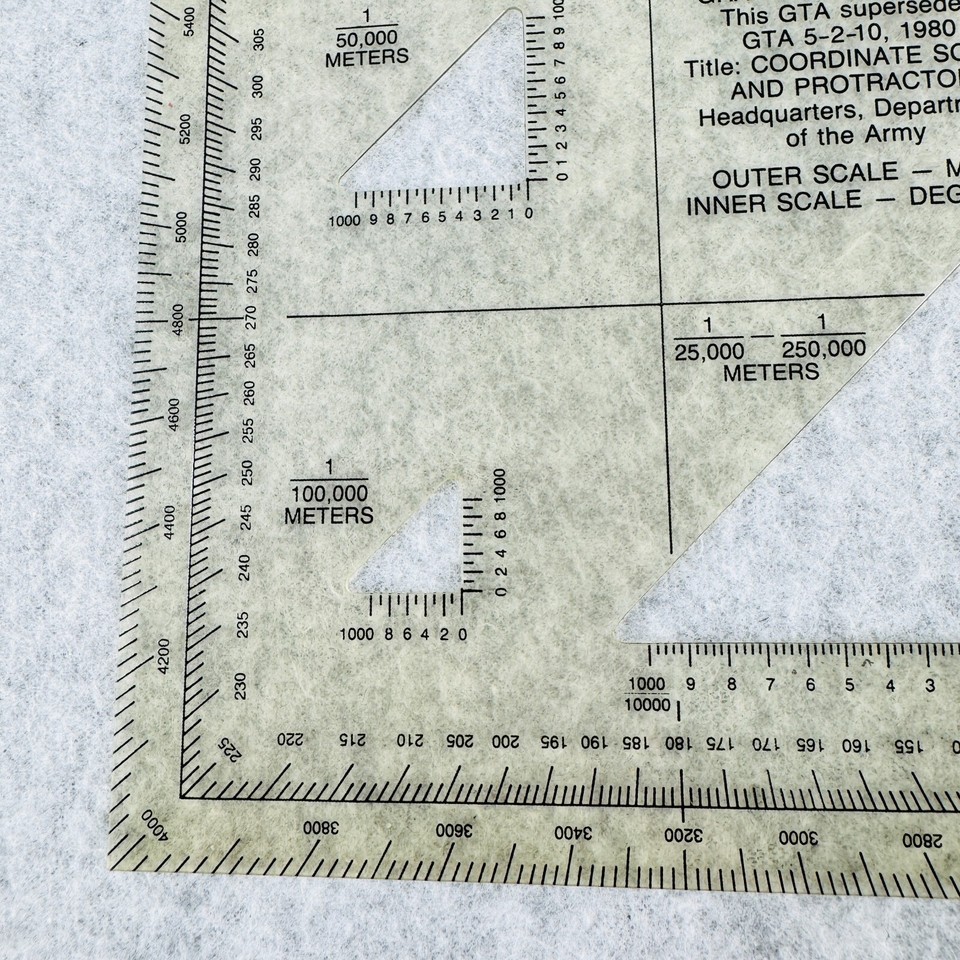 Army Graphic Training Aid GTA 5212 Coordinate Scale and Protractor