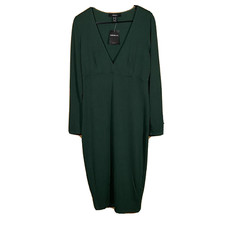 Forever 21 Plus Sz OX Emerald Green Midi Babydoll Dress Long Sleeve WhimsiGoth