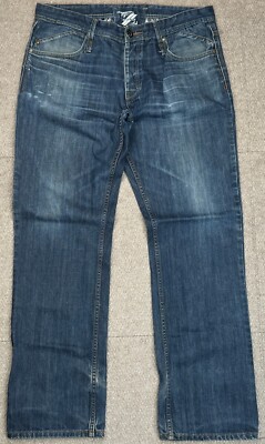 Piazza Italia Men's 5 Pocket Embroidered Denim Jeans Size 38 (Actual 36x32)
