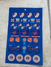 6 x 10" LARGE 4th of July Flag Celebration Stickers Hearts Fireworks Blue