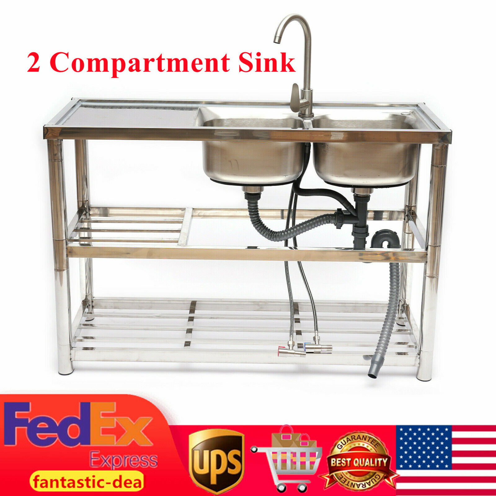 Same day shipping 2 Compartment Sink National uniform free shipping Commercial Utility Si Restaurant Kitchen