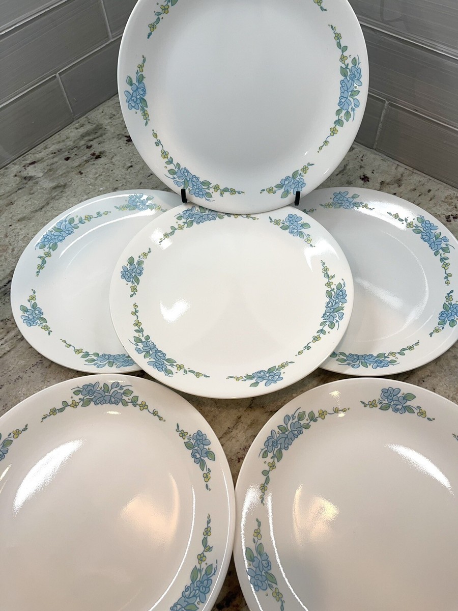 Corelle Morning Song Set Of Dinner Plates 10 1/4” Blue Flowers