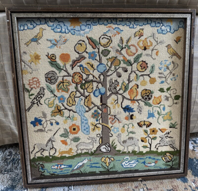 Vintage tree Of Life Needlepoint Framed