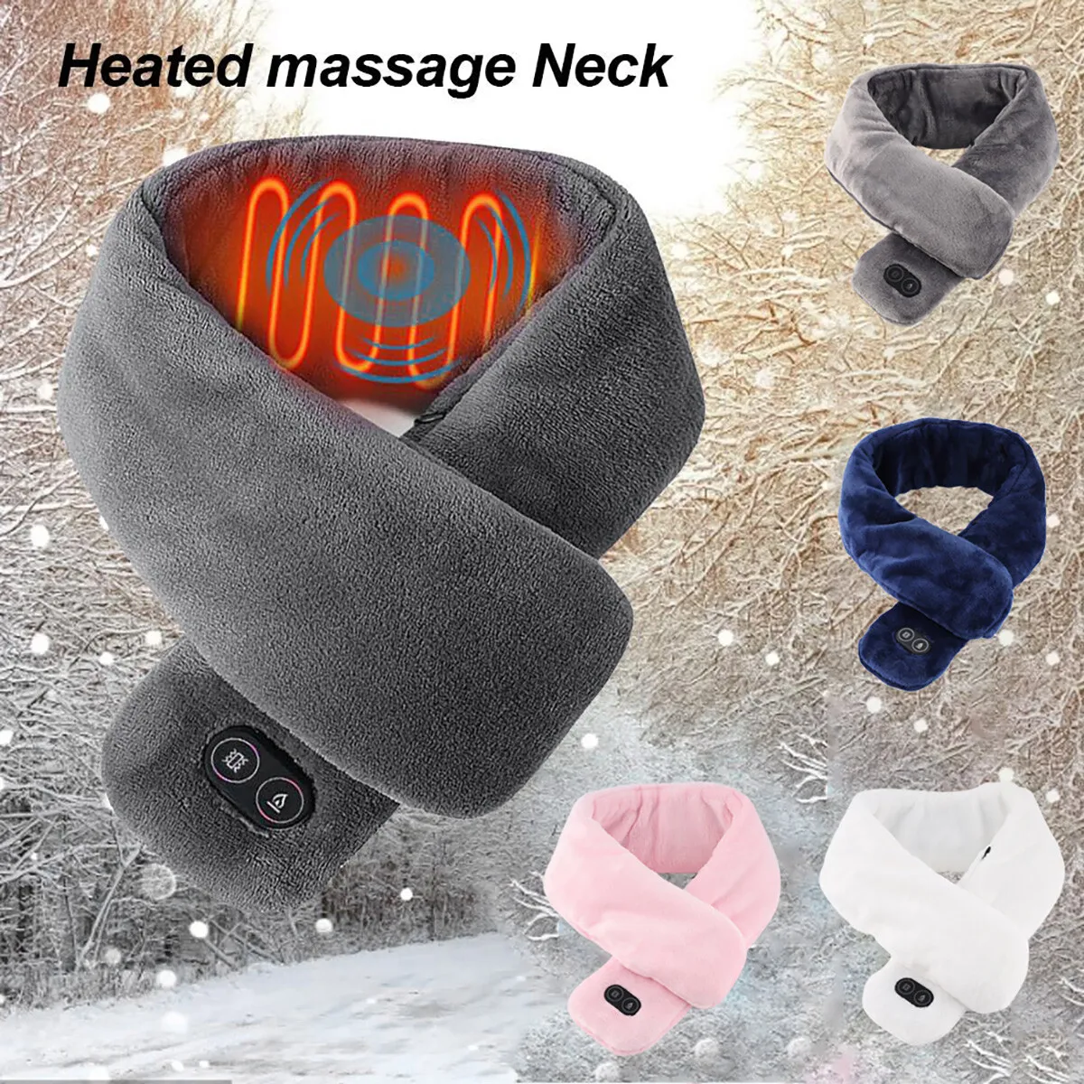 USB Electric Heated Neck Warmer Massage Scarf Wrap Soft Winter Scarves  Massage
