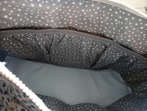 Caboodle Baby Charge Bag Large Spotty Blue Silver Grey Cross Body Messenger - Picture 7 of 7