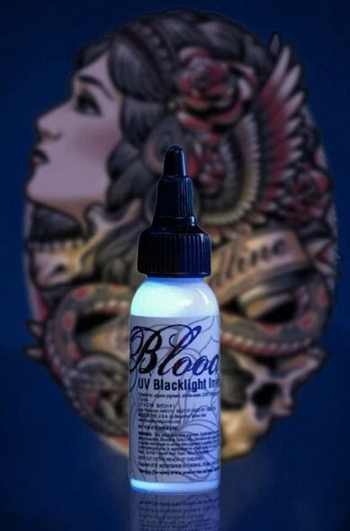 BLOODLINE Tattoo UV Glowing Ink Ultra Violet Invisible Blacklight Colors  1/2 oz