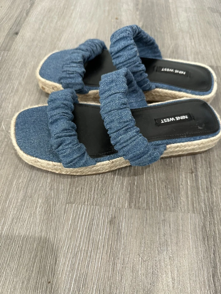 Sandalias de mezclilla Nine West azules Coastal Core Cottage Core playeras WNPeacock7 talla 7M Foto 3 de 4