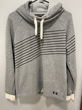 Under Armour Pullover Hoodie Grey- Black Stripe W- small Threadborne Arm Logo