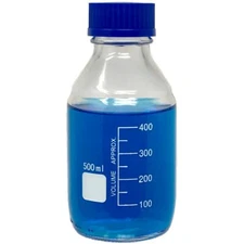 500ml Glass Media Bottle, Round, GL45 Screw Cap Karter Scientific 251M4 (Single)