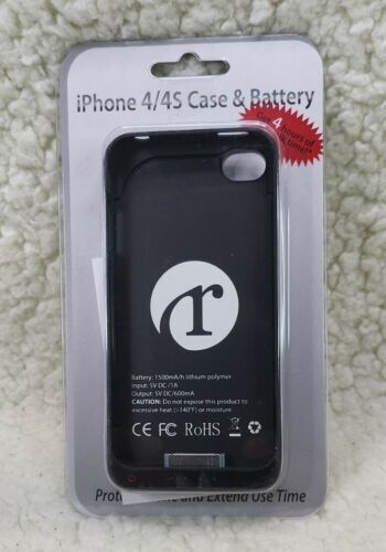 Oker Iphone 4/4s Case And Battery 1500 mAh, Full Body Protection, Black - Afbeelding 1 van 4