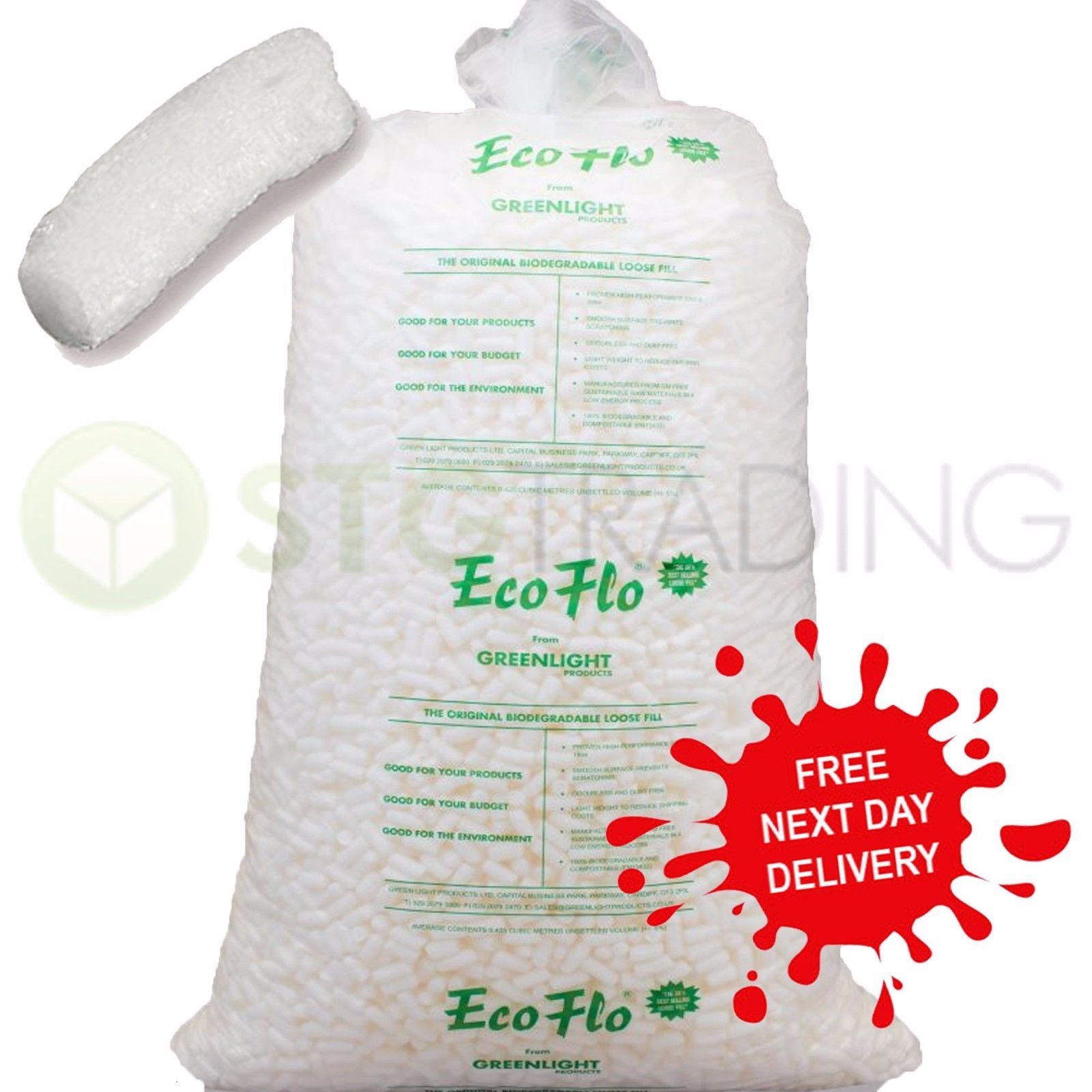 1 Large Bag (15 CUBIC FEET) Of Ecoflo Biodegradable Packing Peanuts