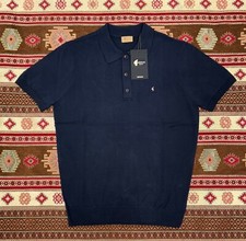 Gabicci Vintage Jackson Knitted Polo Shirt Navy Blue V00GK04 80's Mod casual