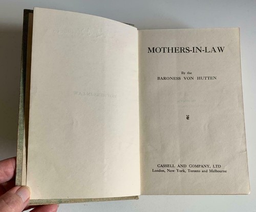 Mothers-In-Law by Baroness Von Hutten Hardcover Book First Ed First Print 1922 - Picture 9 of 11