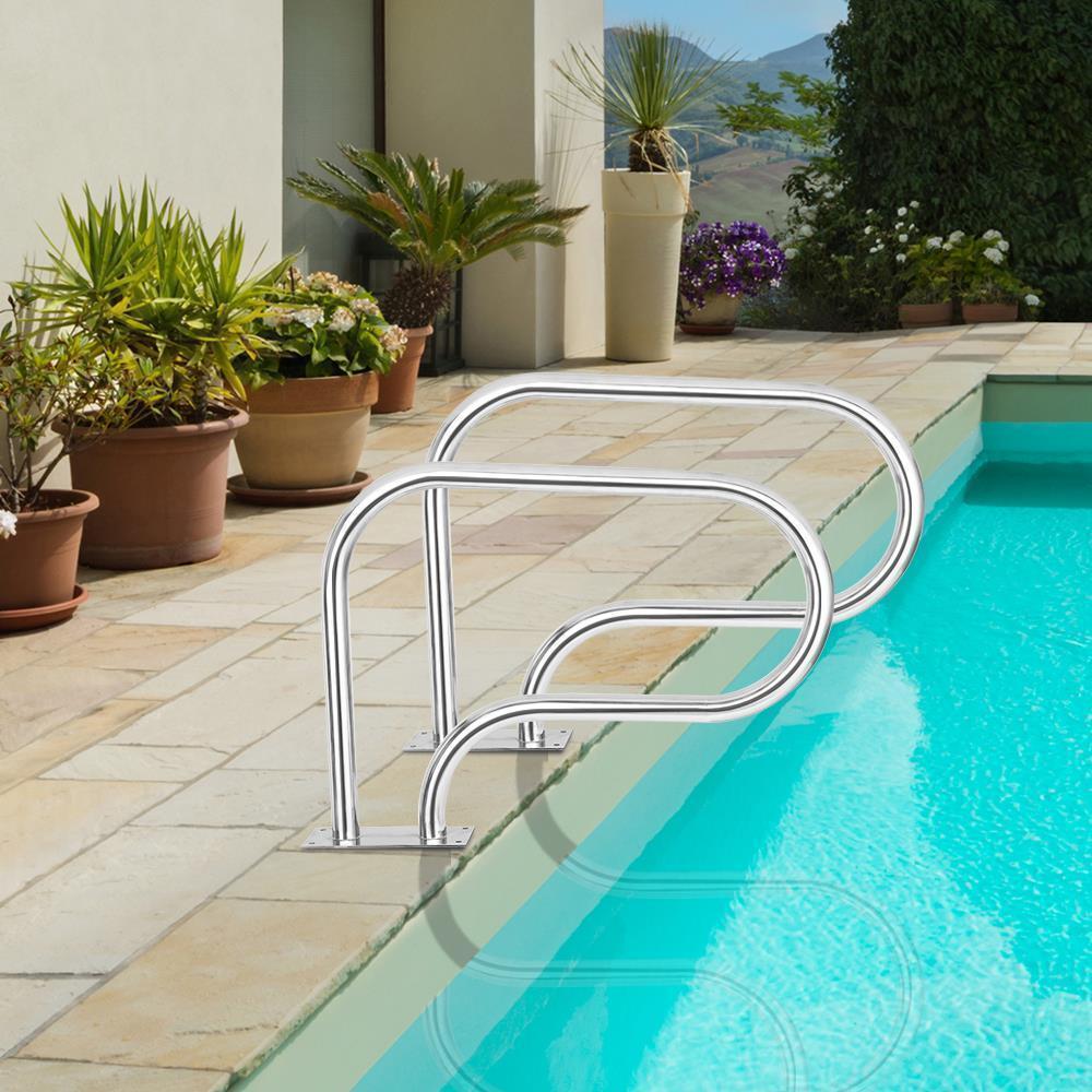 Swimming Pool Handrail Stainless Steel Hand Rail Rust-Resistant with Base Plate