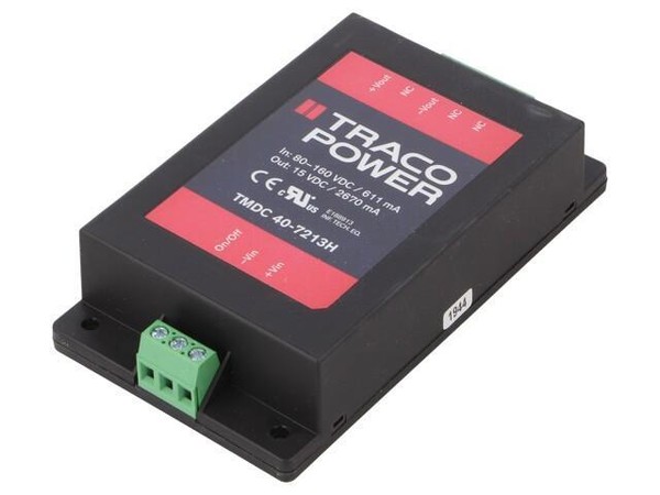 Tmdc 40-7213H Wandler: Dc/Dc 40W Ueing: 80-160V Uausg: 15VDC Iausg: 2670Ma Traco-image