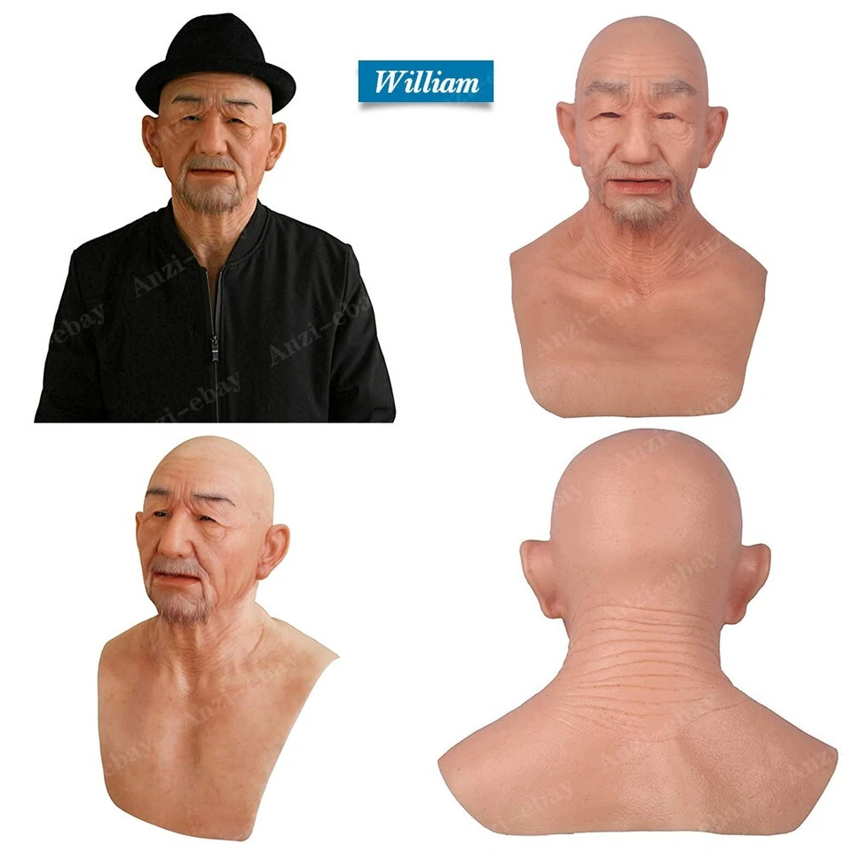 Anzi Silicone Young Old Man Mask Face Props Hoods Headwear for Halloween Cosplay - Image 2 of 4