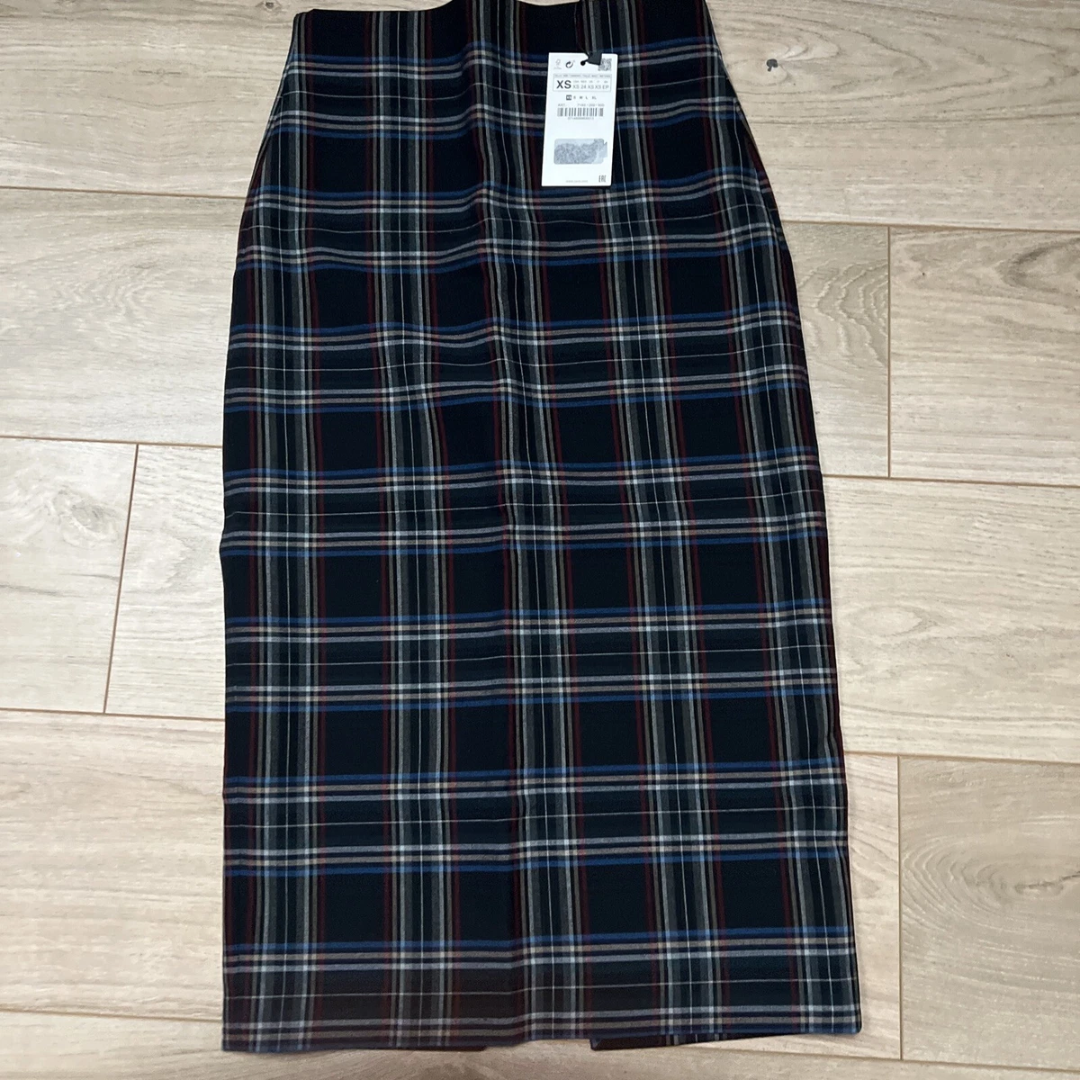 Blue plaid skirt clearance zara