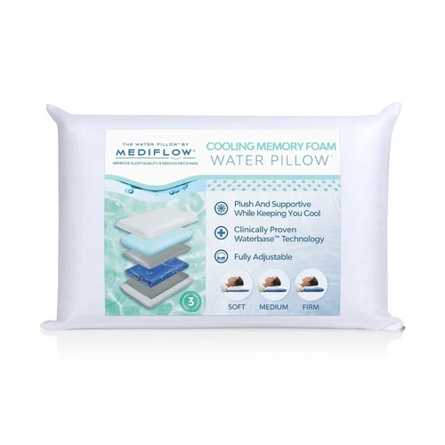 Cooling Gel Memory Foam Water Pillow - Adjustable Pillow for Neck Pain Relief...