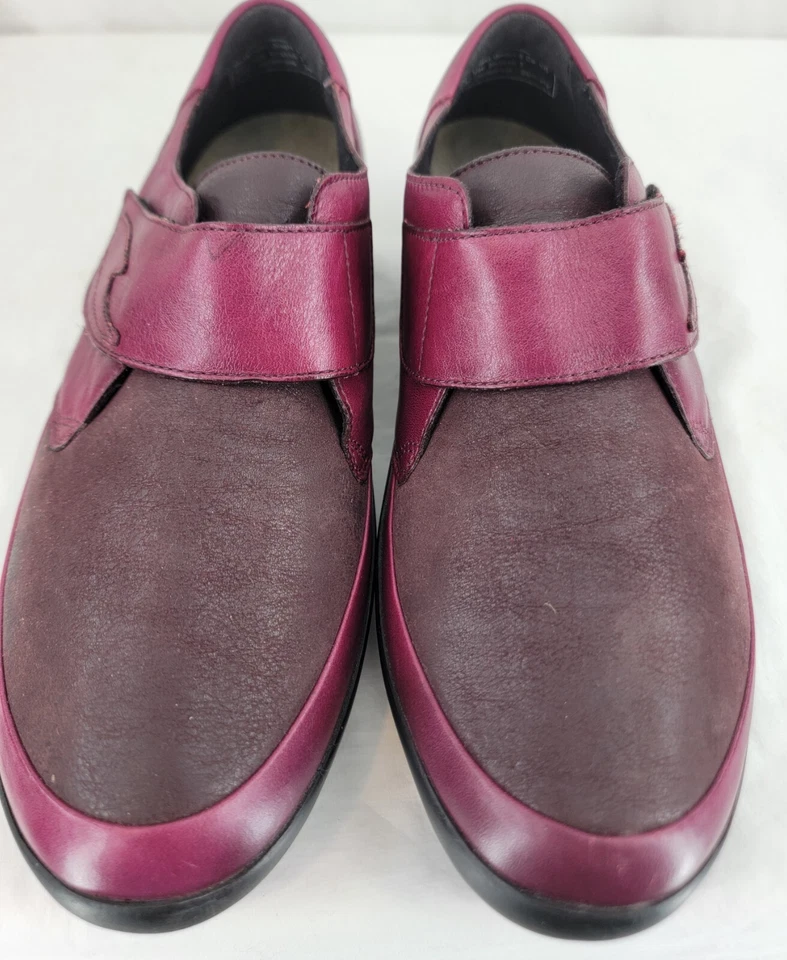 Zapatos Mocasines Berkemann Elásticos Granate Púrpura Cuero Gancho y Lazo Para Mujer 8.5 Foto 4 de 4