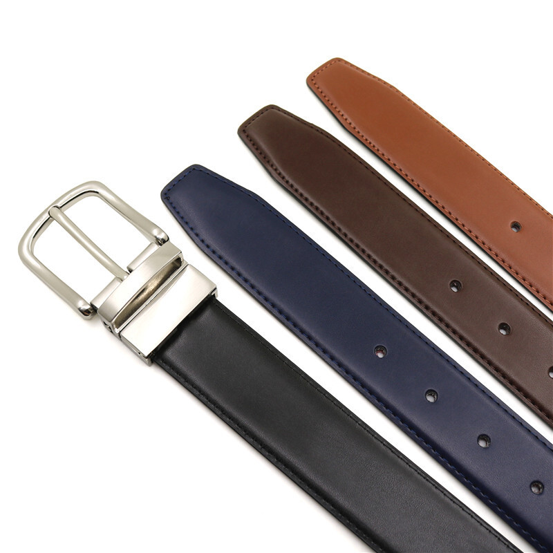 New Men Real Genuine Leather Double-sided Reversible Belt  display picture 2