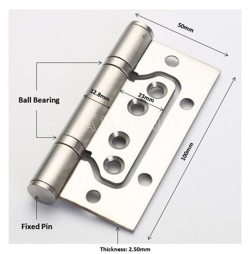 Non Mortice Hirline Door Hinge 100mm Stainless Steel Hinges Ball Bearing Mortise - Picture 2 of 3