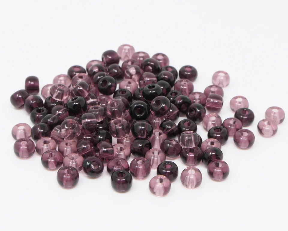 Perlenmix 110 Stk Rocailles Perlen 5,5mm Glasperlen Mix 3/0 lila Rocaillesperlen - Bild 2 von 2