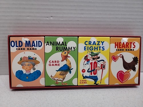 Children's Card Games Boxed Old Maid Rummy Crazy Eights Hearts ThinkFun Set of 4 - Picture 4 of 10