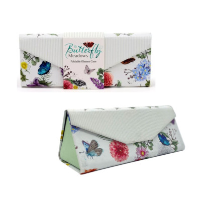 Faltbares Brillenetui - Butterfly Meadows Design, flach faltbar, Magnetverschluss