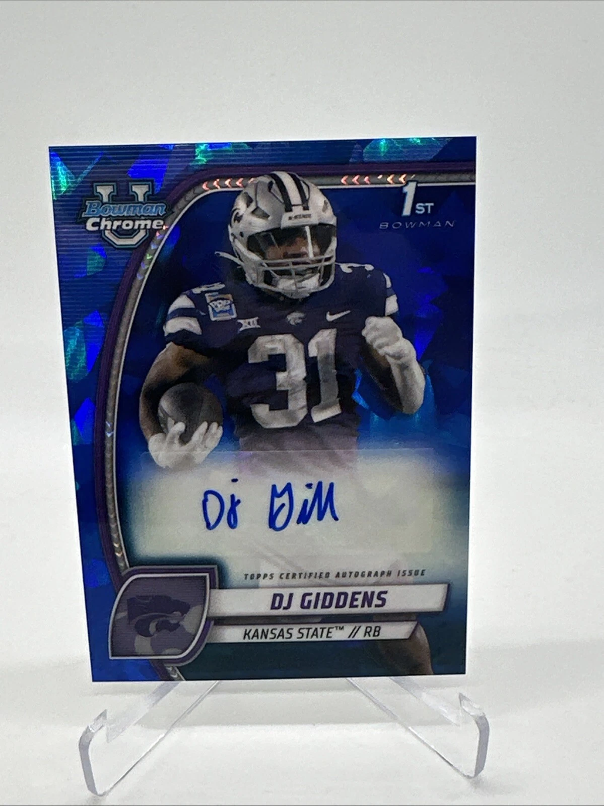 2024 Bowman Chrome University Sapphire DJ Giddens 1st Bowman Auto Kansas State