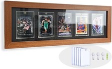 Trading Card Display Case 5 Brown Pokemon MTG Wood Frame 35PT Magnetic Holders