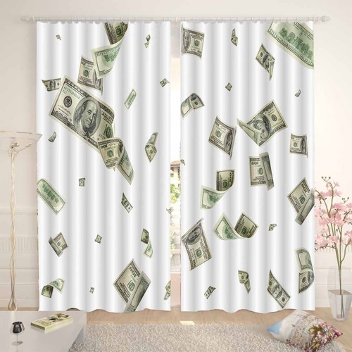 Money Was Flying In Air 3D Blockout Photo Print Curtain Fabric Curtains Window - Bild 4 von 10