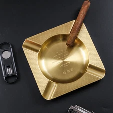 Vintage Portable Brass 4 Groove Cigar Ashtray Rest Ashtray Office Home Decor