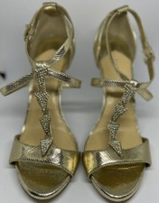 Gianni Bini Gold Sandal Platform Rhinestone Gold Stiletto Heel US 9.5 NWT