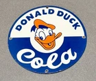VINTAGE 12” DONALD DUCK DISNEY PORCELAIN SIGN CAR GAS TRUCK OIL MOTORCYCLE
