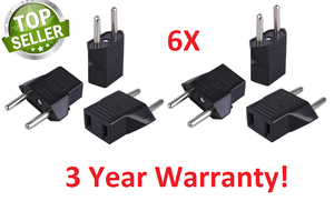 6x Us Usa To Eu Euro Europe Power Jack Wall Plug Converter Travel - 