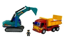 Big Daddy Full Size Medium Duty Dump Truck and Excavator Construction Toy Set
