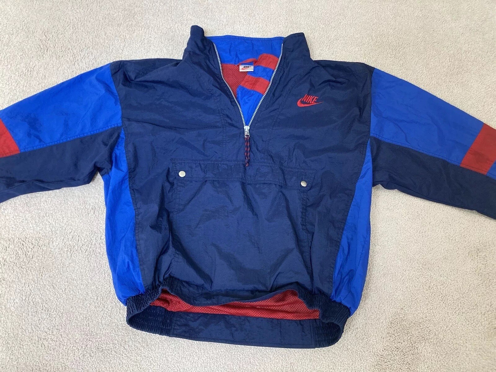 Vintage Nike Jacket Windbreaker Pullover 90s Air OG Medium Blue