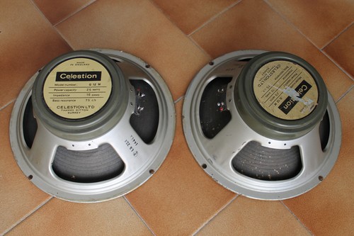 1969 2x G12M T1221 Vintage Celestion Greenback speakers Pre-rola Pulsonic