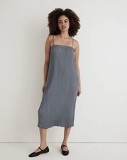 Madewell The Goldie Dress In Plissé ~ Teapot Blue ~Size  8 ~ NWT! NEW