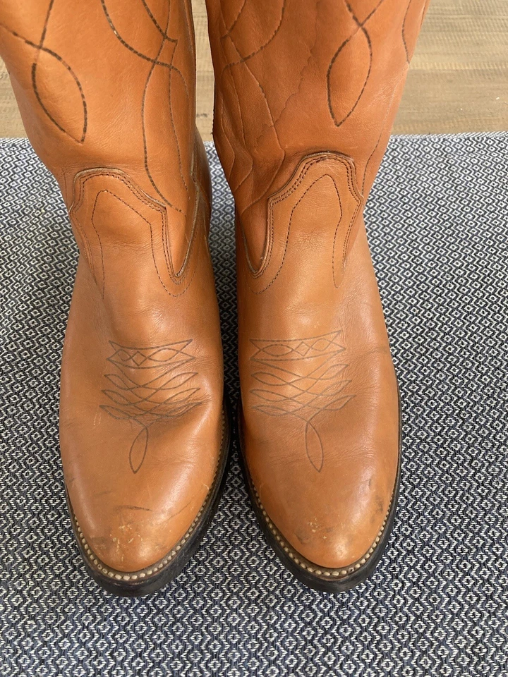 Botas vaqueras vintage Golden Retriever de cuero naranja talla 8D Foto 2 de 4