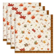 Stoffservietten Herbst Blätter 100% Baumwolle 4er-Set 45 x 45 cm Küche Kochen