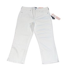 NUEVO CON ETIQUETAS DEFECTUOSO NYDJ Slim Recto Crop Jean Talla 8 Curvas 360 Blanco Capri Elástico