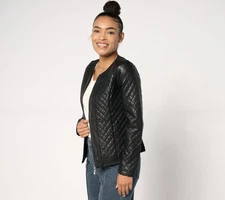 Belle by Kim Gravel Women's Jacket Sz S Faux Leather & Ponte Black A666951