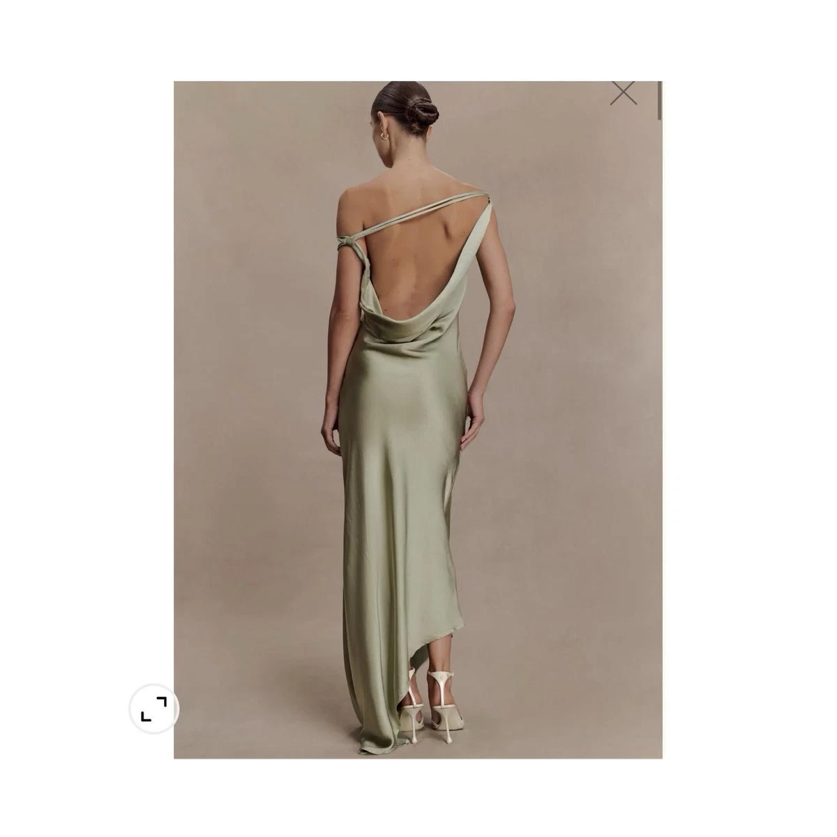 cowl neck ruched backless maxi dress Anise Premium Jersey Cowl Neck Backless Maxi Dress in Brown main image 0