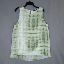 H by Halston Women's Top Large Green Sleeveless Polyester Rayon